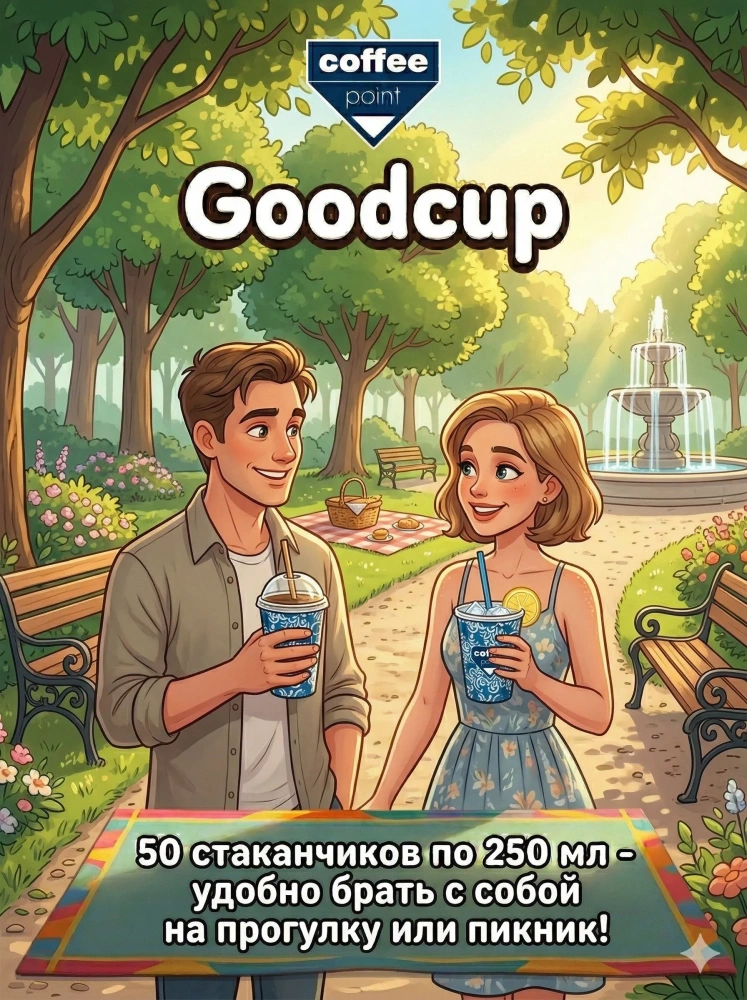купить Бумажный стакан "Кофе Поинт" синий, 250мл. 50шт