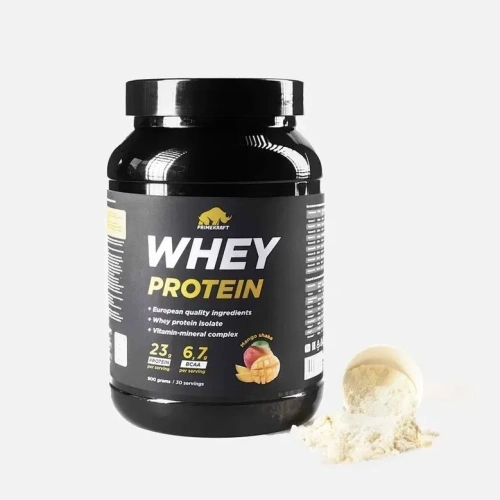 купить Протеин сывороточный PRIMEKRAFT "Whey Protein" с витаминами и минералами, Манго Шейк, банка 900 г