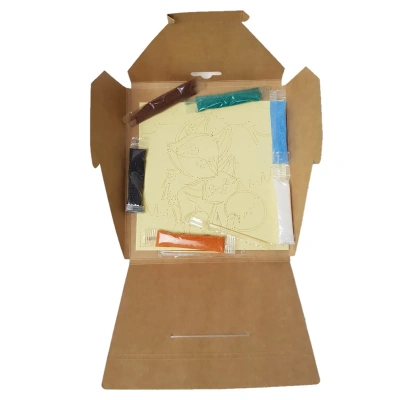 купить Фреска из цветного песка 14*14 "Лисички" в конверте