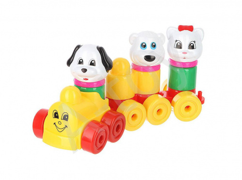 купить Конструктор "Колобок и компания" с паровозиком (19 деталей)