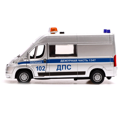 купить Машинка металлическая инерционная Технопарк Citroen Jumper полиция 14 см. серебристая