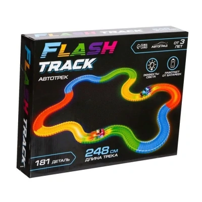 купить АВТОГРАД Автотрек Flash Track, гибкий, светится в темноте, 248 см, 181 деталь   7813010