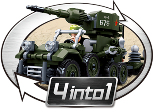 купить Конструктор джип с прожектором, Sluban, серия Армия, M38-B0678B