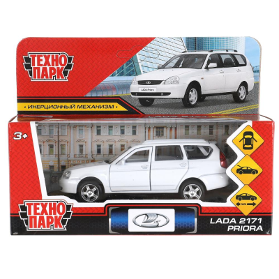 купить Машинка металлическая инерционная Технопарк "lada priora" 12 см, белая