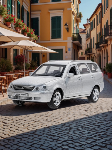 купить Машинка металлическая инерционная Технопарк LADA PRIORA, 12 см, серебристая