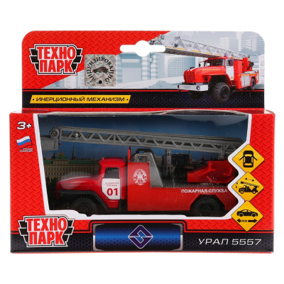купить Машинка коллекционная металлическая ТехноПарк Урал пожарная, 12 см, инерционная, в коробке