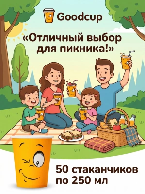 купить Бумажный стакан " Смайл" 250мл, 50шт