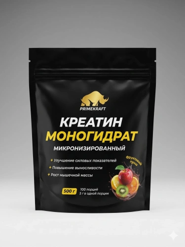 купить Креатин моногидрат Creatine Monohydrate со вкусом «Фруктовый пунш» (Fruit punch), дойпак 500 г
