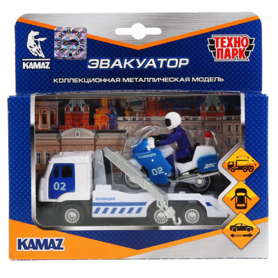 купить Набор полицейских машин Технопарк - Камаз-эвакуатор и Мотоцикл, инерционный