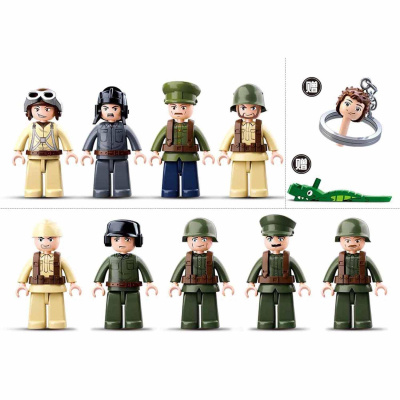 купить Sluban, Набор военной техники: танк,пушка, ДОТ, зенитка, мотоцикл, джип, самолёт (998 дет),M38-B0697