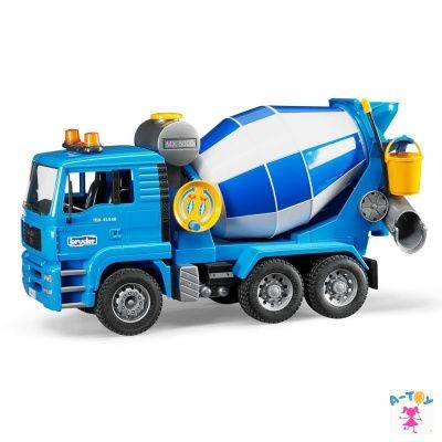 купить Bruder, Бетономешалка MAN сине-серая, подходит модуль звука и света, 02-744