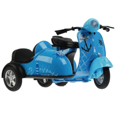 купить Технопарк, Модель металлическая - СКУТЕР (12 см, инерция, голубой, свет-звук), 1632263-R