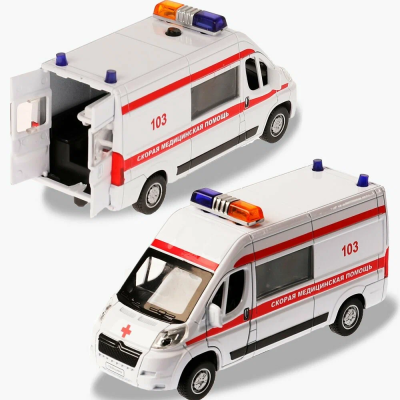 купить Машинка металлическая инерционная Технопарк Citroen Jumper полиция 14 см. белая