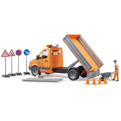 купить Bruder, Mercedes-Benz Sprinter дорожная служба (модуль со световыми и звуковыми эффектами, фигурка рабочего и аксессуары), 02-537