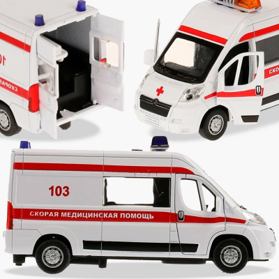 купить Машинка металлическая инерционная Технопарк Citroen Jumper полиция 14 см. белая