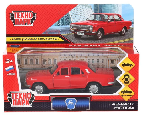 купить Машинка металлическая инерционная Технопарк ГАЗ-2401 Волга, 12 см, красная