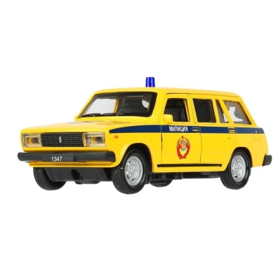 купить Машинка металлическая инерционная Технопарк ВАЗ-2104 Жигули Милиция 12 см, желтая