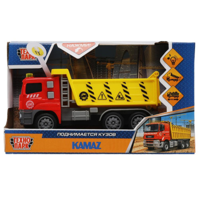 купить Технопарк, Модель пластиковая - Самосвал Камаз (17 см, свет-звук), KAMDUMP-17PL-RDYE