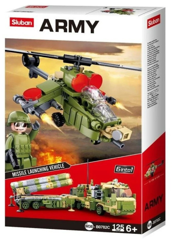 купить Sluban, Конструктор, серия Армия - Боевой вертолёт (125 дет.), M38-B0782C