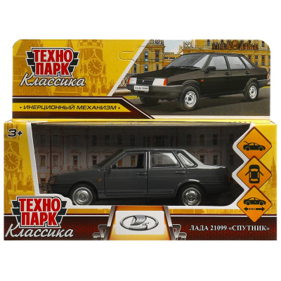 купить Машинка металлическая инерционная Технопарк ВАЗ-21099 "СПУТНИК" 12 см, серая