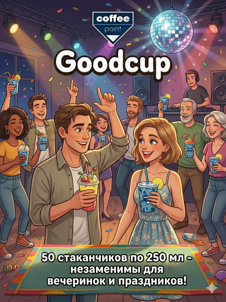 купить Бумажный стакан "Кофе Поинт" синий, 250мл. 50шт