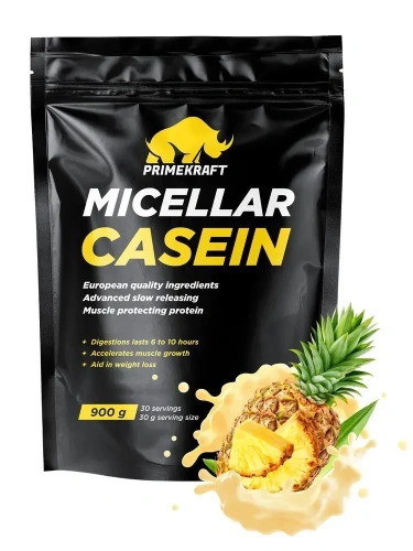 купить Протеин казеин Prime Kraft Micellar Casein Ананасовый йогурт  (Pineapple yogurt),дойпак900