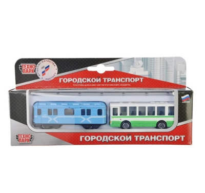 купить Набор машин "Городской транспорт" Технопарк - Автобус и Вагон метро, инерционный