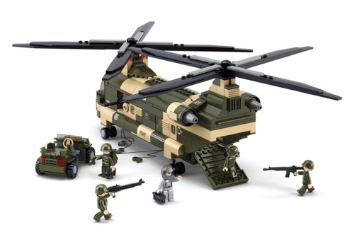купить Sluban, Конструктор, серия Армия - тяжёлый военно-транспортный вертолёт (520 дет.), M38-B0508