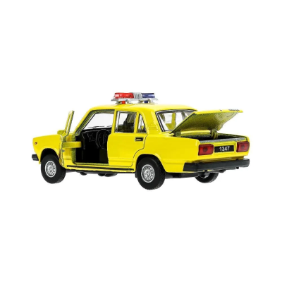 купить Машинка металлическая инерционная Технопарк  ВАЗ-2107 полиция 12 см. желтая