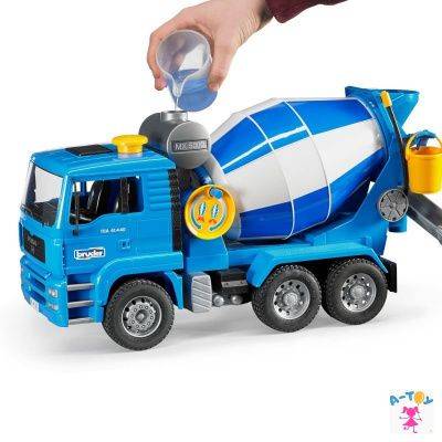 купить Bruder, Бетономешалка MAN сине-серая, подходит модуль звука и света, 02-744