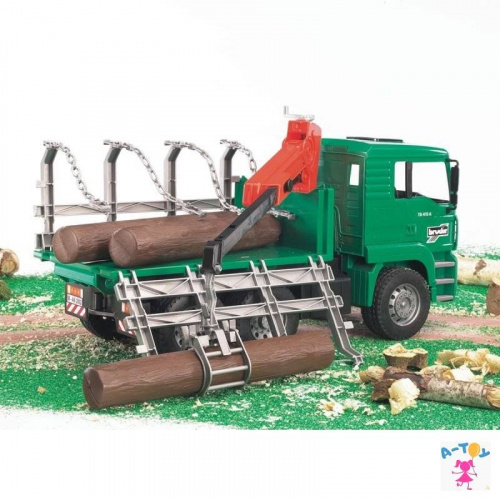 купить Bruder Лесовоз MAN с портативным краном и брёвнами (подходит модуль со звуком и светом H)