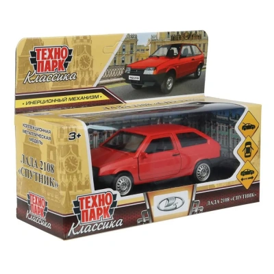 купить Машинка металлическая инерционная Технопарк LADA-2108 "СПУТНИК" матовый, 12 см, красная