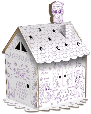 купить Картонный игровой развивающий домик-раскраска "Развивающий", высота 130 см, ЮНЛАНДИЯ, 880359