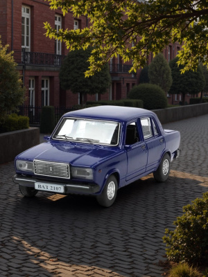 купить Машинка металлическая инерционная Технопарк ВАЗ-2107 длина 12 см, темно-синяя