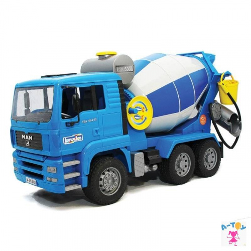 купить Bruder, Бетономешалка MAN сине-серая, подходит модуль звука и света, 02-744