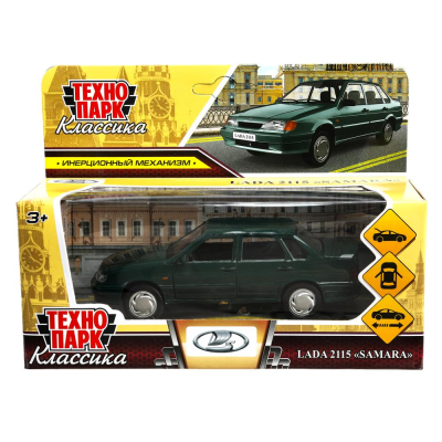 купить Машинка металлическая инерционная Технопар ВАЗ-2115 "самара" длина 12 см, темно-зеленая
