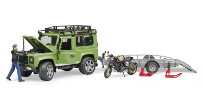 купить Bruder  02-598 Внедорожник Land Rover Defender с мотоциклом Ducati