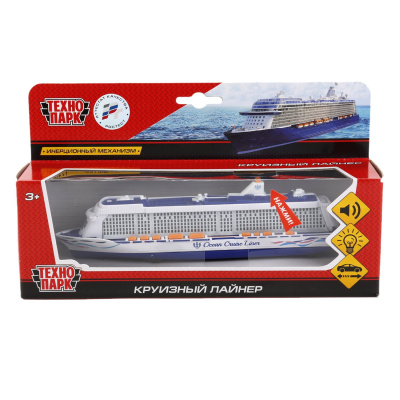 купить Технопарк, Модель металлическая Круизный лайнер (20 см, инерция, свет-звук) , SB-17-65-WB