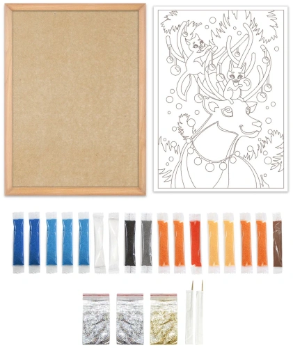 купить Фреска из цветного песка А4 "Олень"