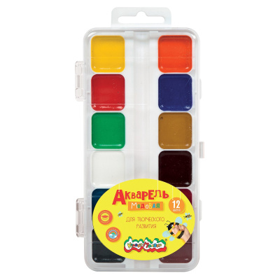 купить Акварель Каляка-Маляка квадратные кювет 12 цветов без кисти, 822650