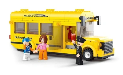 купить Sluban, Конструктор - Школьный автобус с фигурками, 219 дет., M38-B0507