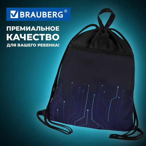 купить Мешок для обуви Brauberg Большой, с ручкой, карман на молнии, сетка для вентиляции, 49х41 см, "Elect