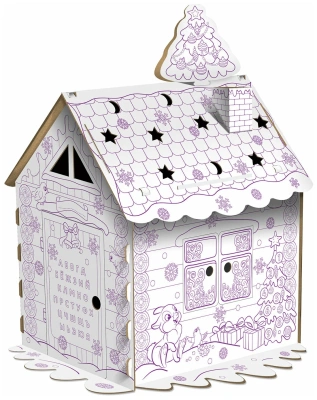 купить Картонный игровой развивающий домик-раскраска "Новогодний", высота 130 см, ЮНЛАНДИЯ, 880362