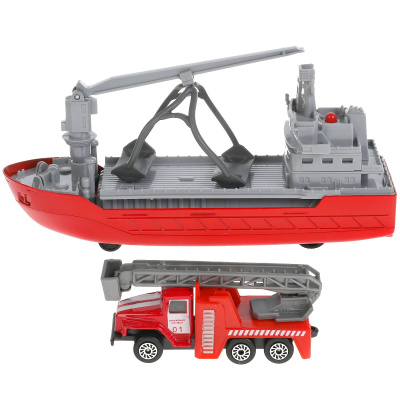купить Технопарк, модель металл свет-звук транспортный корабль 17 см, Урал, CRANEBOAT-17SLFIR-URLRD