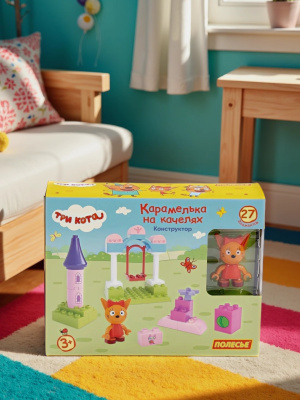 купить Конструктор Полесье "Макси" - "Три кота. Карамелька на качелях", 27 эл.