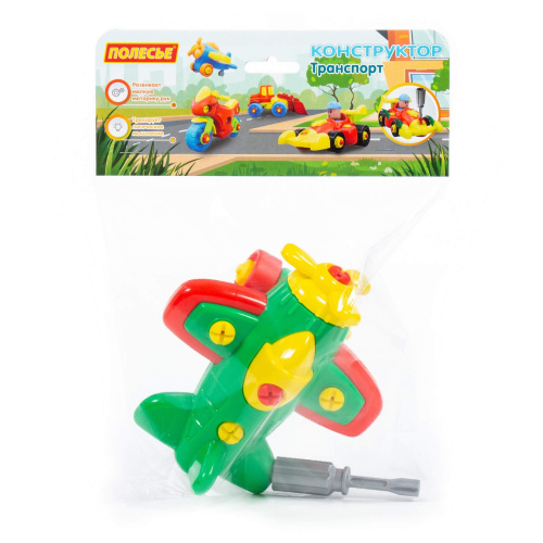 купить Полесье, Конструктор-транспорт "Самолёт" (19 элементов) (в пакете), 77110