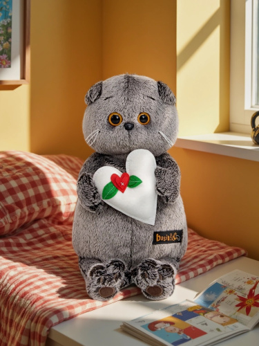 купить Мягкая игрушка Budi Basa Кот Басик с весенним сердцем