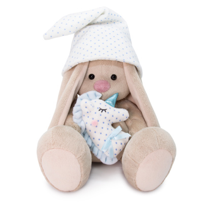 купить Budi Basa, Игрушка мягконабивная Зайка Ми с голубой подушкой - единорогом (23 см)