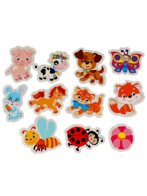 купить Капитошка, Игрушка EVA для ванны - набор стикеров Животные (12 шт, сумочка сетка), EV12-PET