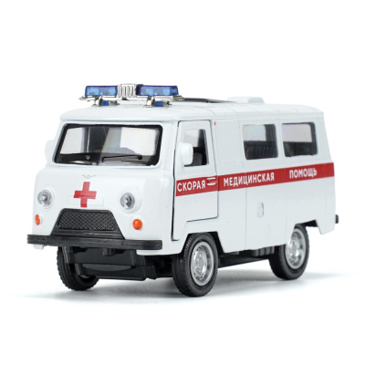 купить Машинка металлическая инерционная Уаз-452 (буханка) Скорая,  10,5 см, Технопарк 
